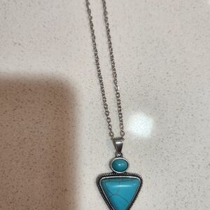 Turquoise and Silver Pendant Necklace